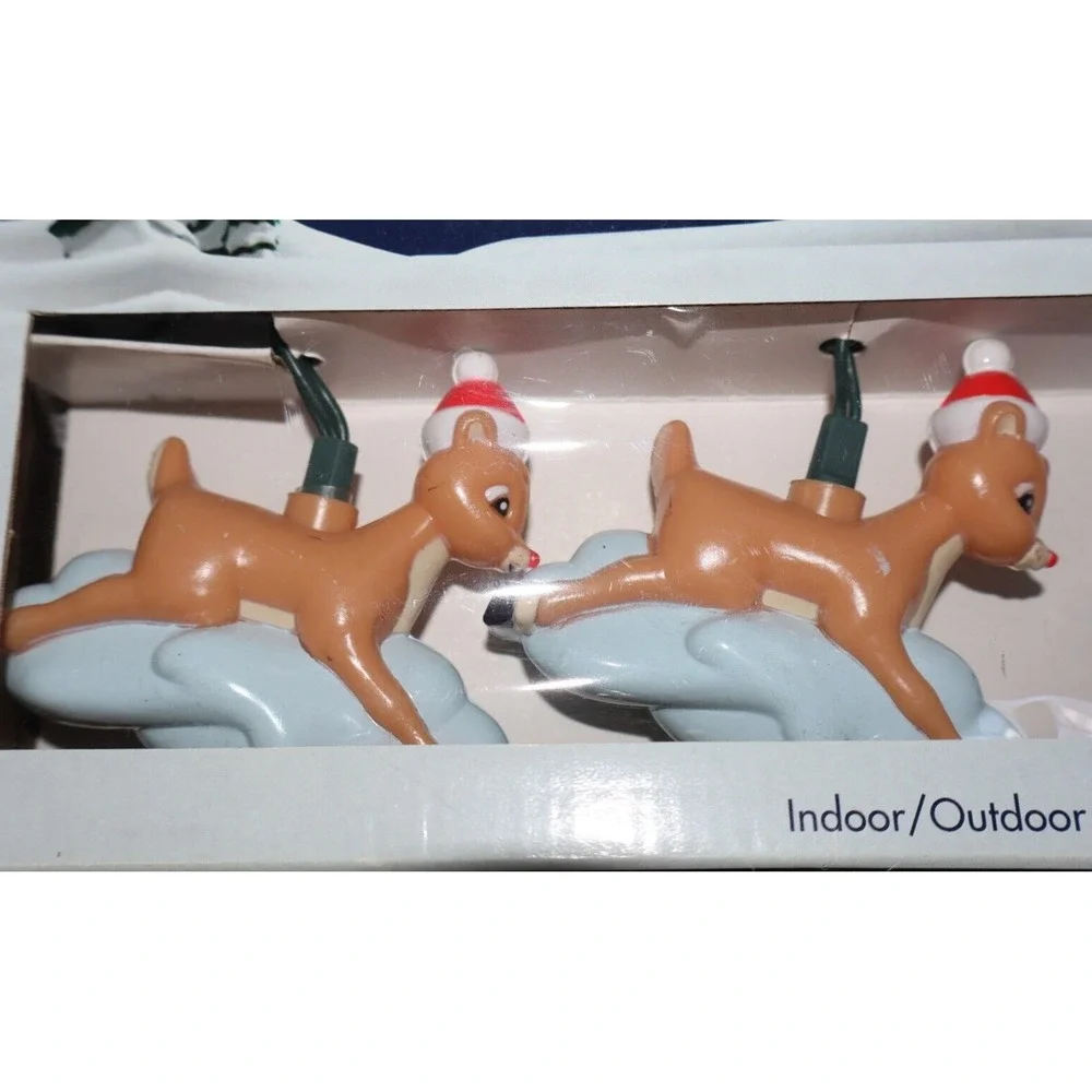 RUDOLPH REINDEER Shaped 10 Lights Holiday Christmas Novelty Set Box TESTED WORKS
